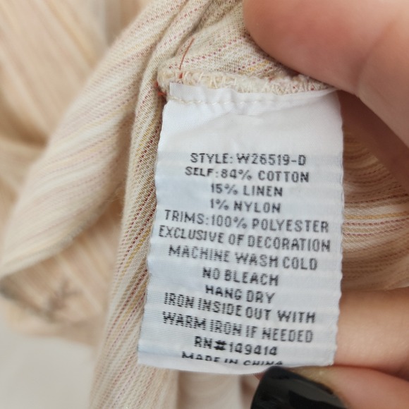 Johnny Was Workshop Embroidered Cotton Linen Tunic Bohemian Floral Stripe Sz Med - Picture 4 of 16